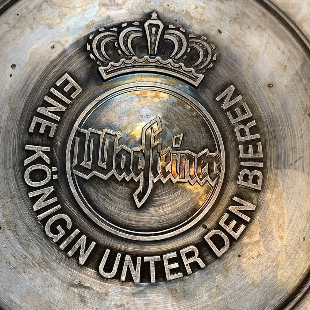 Warsteiner Beer Silver Round Bar Serving Tray Pilsner Lager Ale Metal Man Cave